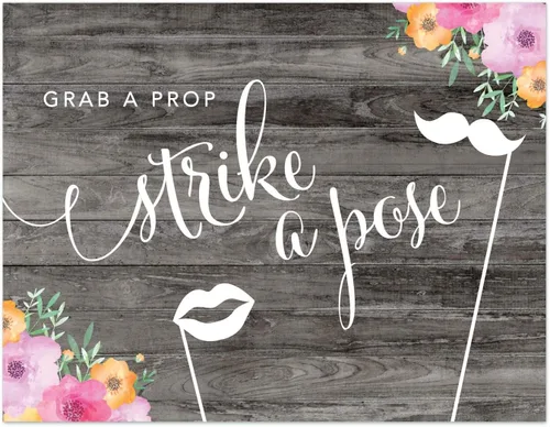 Miniatura 38 de Andaz Press Letreros de fiesta de boda, flores florales rosas de madera gris rústica, 8.5 x 11 pulgadas, resalta tu versículo bíblico favorito