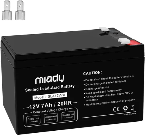 Miady Batería de ácido plomo sellada recargable de 12V 7Ah (1 paquete)