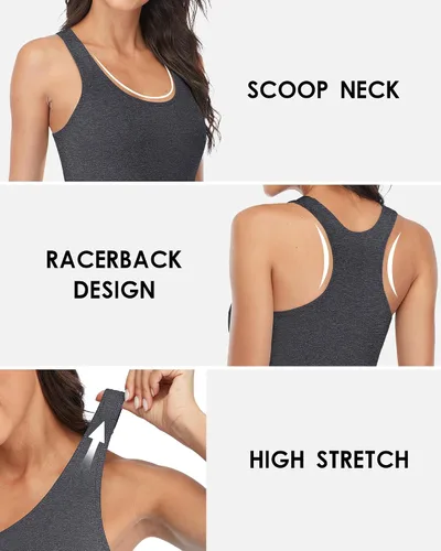 Miniatura 2 de beautyin Camiseta sin mangas para mujer con sujetador incorporado, espalda cruzada, tops de entrenamiento y yoga, camiseta