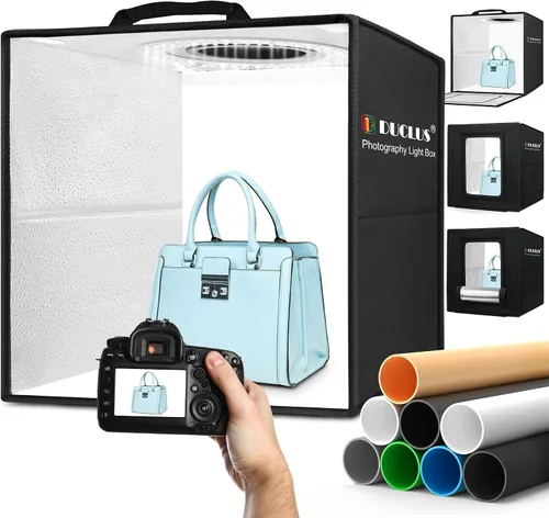 Miniatura 9 de DUCLUS Fotografía de caja de luz, caja de cabina de fotos de 12 x 12 pulgadas con 120 luces LED regulables y CRI>95, caja de luz portátil con 8