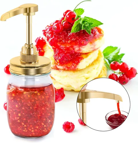 Miniatura 6 de Tapas dispensadoras de jarabe y miel para tarro de masón, dispensador de plástico y tapa de acero inoxidable para boca regular de 2.75 pulgadas