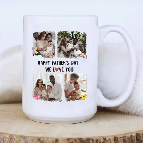 Miniatura 4 de Taza de café de cerámica personalizada para papá, taza de té blanca para feliz cumpleaños, taza de café para papá, taza de viaje con texto/foto