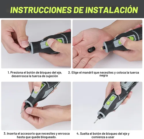 Miniatura 5 de WORKPRO Kit de herramientas rotativas inalámbricas de 12 V, 5 velocidades variables, potente grabador, lijadora, pulidora, 114 accesorios de fácil
