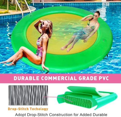 Miniatura 6 de Water Hammock Inflatable Dock, 3.8ft/6ft/8ft Floating Raft Circular Water Island, Float Rings Air Mesh Platform for Lake/River/Swim Pool