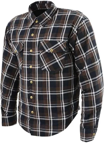 Miniatura 14 de Camisa de motociclista Milwaukee Leather para hombre, de franela a cuadros con fibra de aramida y armadura, Mediana MPM1654