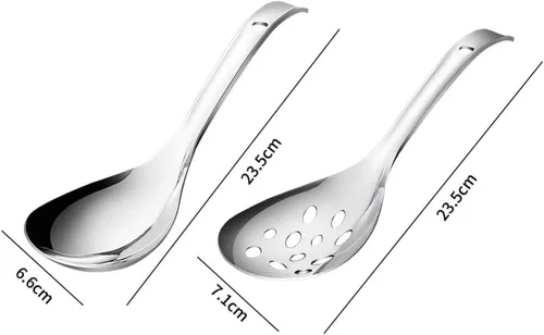 Miniatura 2 de Luxshiny Juego de paletas de arroz de acero inoxidable con cuchara de servir ranurada, utensilios de cocina portátiles de 2 piezas para el hogar