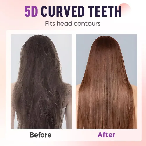 Miniatura 4 de Cepillo alisador de pelo inalámbrico, mini cepillo portátil para alisar el cabello con 3 ajustes de temperatura y pantalla LED, cepillo recargable