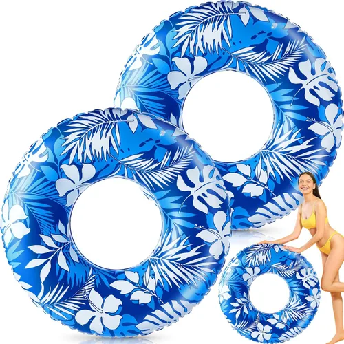 Anillos de natación jumbo de 47.24 pulgadas para piscina inflable, tubo de flotación con hojas tropicales, anillo inflable para piscina para niños y