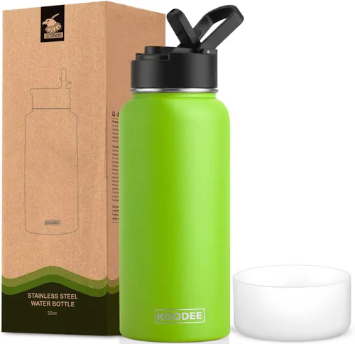 Miniatura 17 de koodee Insulated Water Bottle, 32 oz Stainless Steel Double Wall Vacuum Wide Mouth Sport Bottle with Leakproof Spout Lid (Navy)