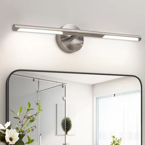 Miniatura 19 de Lámparas doradas para baño sobre espejo de 24 pulgadas, 18W 360° Giratorias Regulables 4000K Lámpara de Tocador LED de Latón, Luces de Tocador