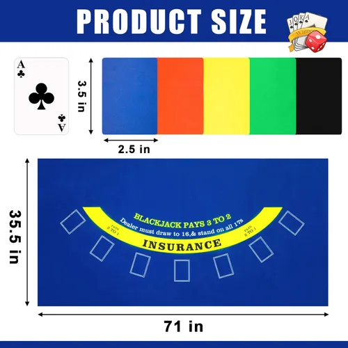 Miniatura 3 de Aoriher Juego Combinado de Blackjack, Incluye Fieltro de Diseño de Blackjack, Zapato Barajador Automático de Cartas de 6 Mazos, Bandejas Porta Azul