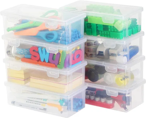 Miniatura 15 de Paquete de 10 cajas organizadoras de cuentas, pequeños recipientes de plástico transparente con tapas, almacenamiento de manualidades para cuentas