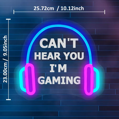 Miniatura 6 de YuanDian Letrero de Neón para Jugadores, No Te Oigo Estoy Jugando Luces LED de Neón para Decoración de Pared de Sala de Juegos, Ideas de Regalo
