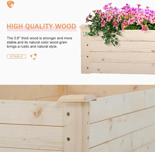 Miniatura 3 de Macetas de 3 niveles para plantas al aire libre, kit de cultivo elevado, caja de jardinera, cajas de jardín elevadas al aire libre, maceta de madera