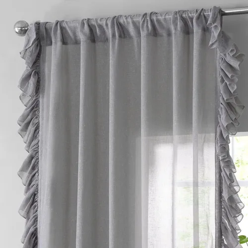 Miniatura 2 de HPD Half Price Drapes Cortinas traslúcidas con volantes para dormitorio y sala de estar, 50 x 84 pulgadas, lino (1 panel), cortinas con dobladillo