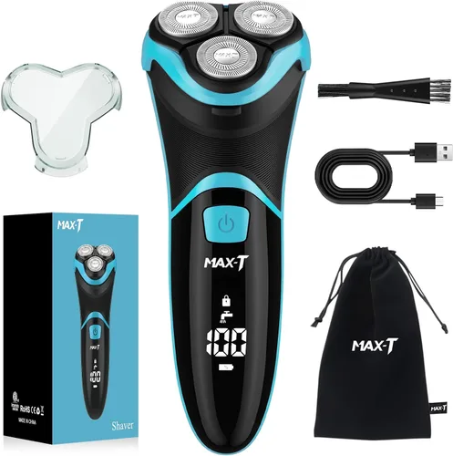 MAX-T Afeitadora eléctrica para hombres, maquinilla de afeitar eléctrica inalámbrica con estuche de viaje, uso húmedo y seco para hombre con