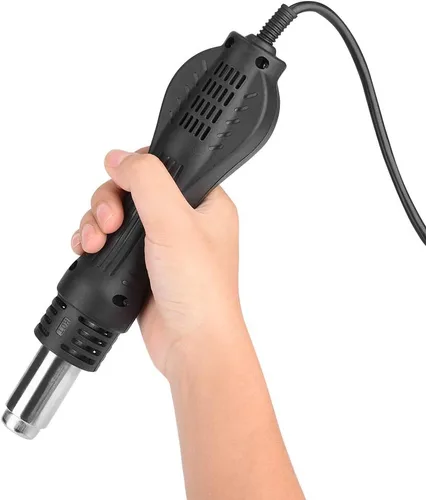 Miniatura 2 de Mango de pistola de soldadura, negro/plata Conductividad eléctrica Pistola de soldadura de aire caliente Pieza de mano para 858 858D 8858 8586 878