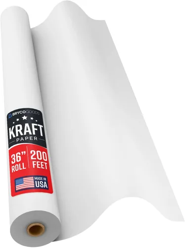 Miniatura 28 de Bryco Goods Papel de regalo blanco de 18 x 1200 pulgadas (100 pies), rollo de papel kraft para pintura, dibujo, pancarta, tablón de anuncios, uso