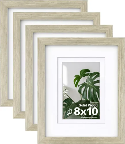 Miniatura 20 de Egofine - Juego de 4 portarretratos 8 x 10 pulgadas de madera maciza y cubierta de plexiglás de 4 x 6/5 x 7 pulgadas con paspartú u 8 x 10 pulgadas