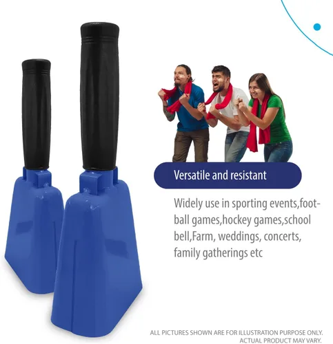 Miniatura 6 de Deke Home - Paquete de 2 cencerros de acero de 7 pulgadas con asa, fabricantes de ruido fuerte para fútbol, deportes, fiestas, competiciones