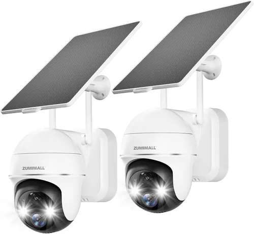 Miniatura 10 de ZUMIMALL Cámaras de seguridad solar 2K inalámbricas para exteriores, paquete de 4, cámaras solares para seguridad del hogar con vista de 360°