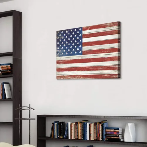 Miniatura 4 de Hardy Gallery Lienzo decorativo para pared, diseño de bandera de Estados Unidos, diseño de estrellas y rayas, para sala de estar, oficina