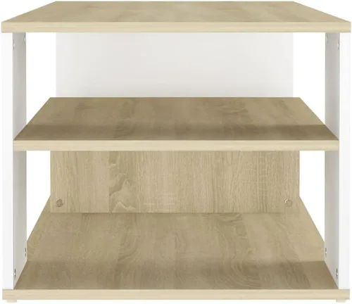 Miniatura 5 de Mesa de centro central, mesa central rústica de granja, adecuada para sala de estar, oficina, balcón, estudio blanco y roble Sonoma de 39.4 x 19.7 x