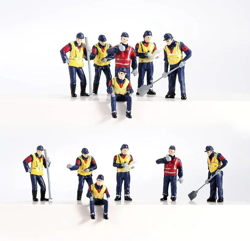 Miniatura 4 de 6 figuras de personas pequeñas a escala 1/50, pequeñas personas, trabajadores de la construcción, mantenimiento, mini muñecas para vehículos