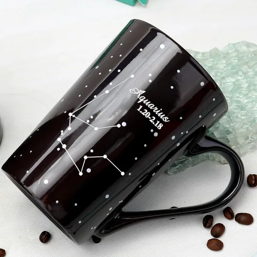Miniatura 4 de Taza de constelación cambiante de calor de Acuario de 12 onzas, taza de café de Acuario con grabado, taza de café de cerámica que cambia