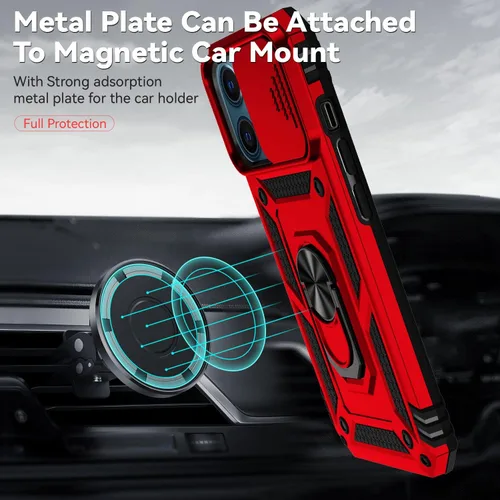Miniatura 6 de Funda para iPhone 12 Pro Max, con cubierta para lente de cámara, protector de pantalla HD, [grado militar] anillo de montaje en coche con soporte