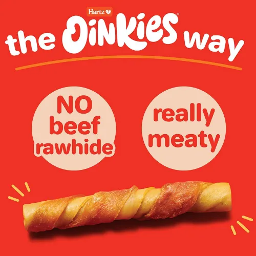Miniatura 5 de Hartz Oinkies Porkalicious - Golosinas para perros de piel de cerdo ahumado, paquete de 32