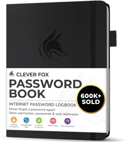 Miniatura 47 de Clever Fox - Libreta de contraseñas con pestañas alfabéticas, organizador de direcciones de Internet, tamaño grande, para inicios de sesión en Azul