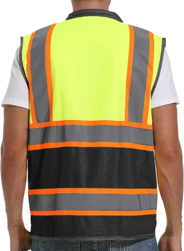 Miniatura 4 de ArcRidge Chaleco de seguridad reflectante para hombres y mujeres, chaleco de construcción de alta visibilidad, tiras reflectantes de doble tono
