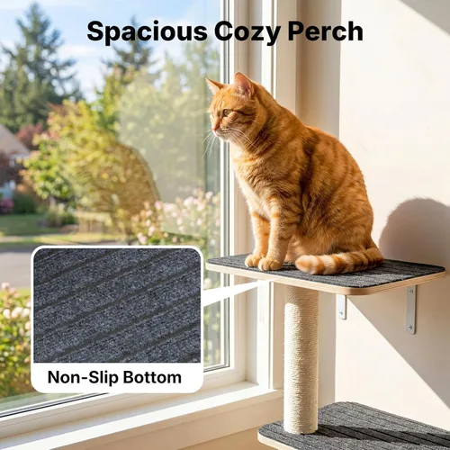 Miniatura 4 de Veehoo Árbol de pared para gatos grandes, escalador de pared para gatos de 66 pulgadas de alto con perchas grandes y alfombra antideslizante