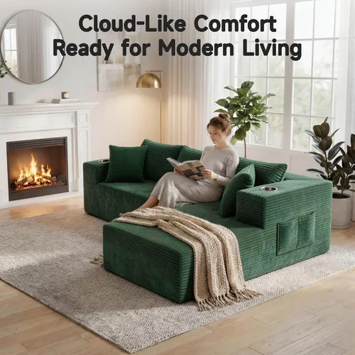 Miniatura 5 de Bashaw Sofá modular de 108 pulgadas con diván, sofá sin hueso en forma de L, asiento profundo, tapizado, sin hueso, para sala de estar