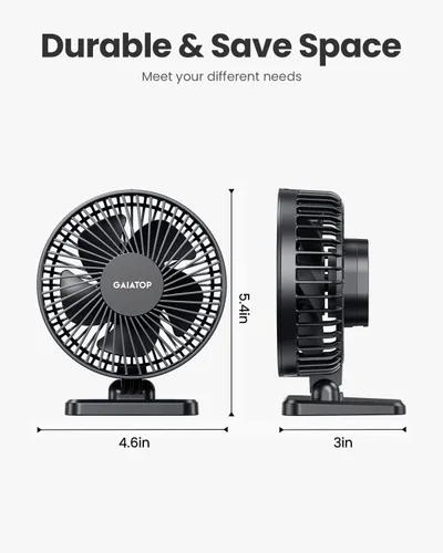 Miniatura 5 de Gaiatop - Ventilador de escritorio USB, pequeño pero potente, personal, portátil, silencioso, de 3 velocidades, mini ventilador de mesa ajustable