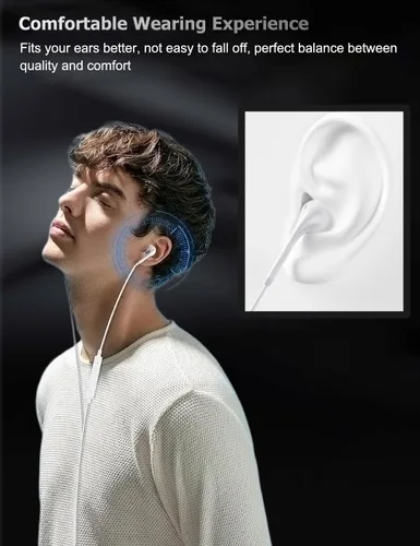 Miniatura 6 de Paquete de 1 auriculares con cable con conector Lightning para iPhone, auriculares intrauditivos, micrófono integrado y auriculares de control