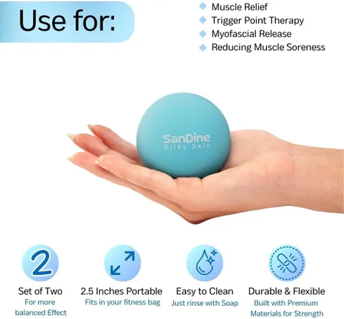Miniatura 3 de Sandine - Pelotas de masaje Lacrosse para masaje de tejido profundo, liberación de tensión, alivia el dolor muscular, mejora la flexibilidad, ideal