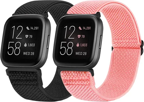 Miniatura 2 de Compatible con Fitbit Versa 2 bandas para mujeres y hombres, correa deportiva de nailon trenzado elástico transpirable para Fitbit Versa/Versa