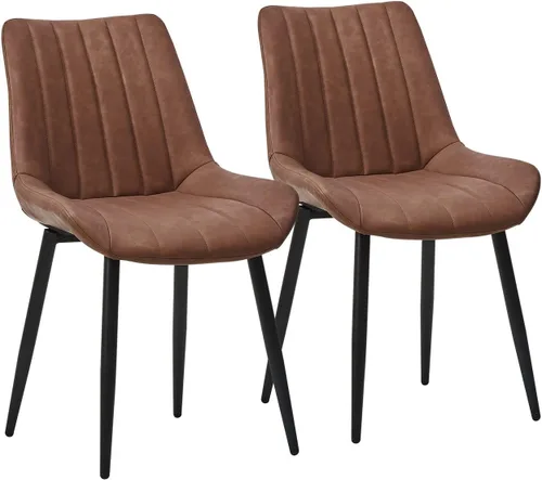 Miniatura 10 de CLIPOP Juego de 2 sillas de comedor, sillas de comedor de piel sintética con asiento tapizado, cojín cómodo con respaldo alto, patas de metal, silla