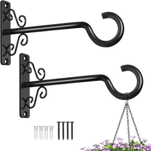 BOLITE Colgadores de plantas, soportes colgantes de 6 pulgadas para plantas al aire libre o interior, ganchos de pared para colgar comederos de