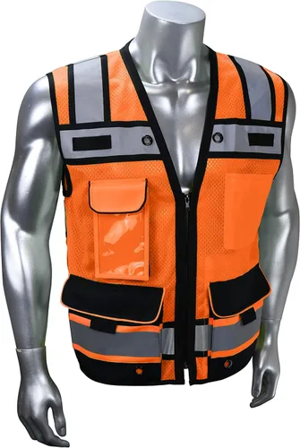 Miniatura 3 de Radians SV65 - Chaleco de seguridad para agrimensores de alta resistencia con cremallera, bolsillo de plan grande, verde de alta visibilidad o Verde