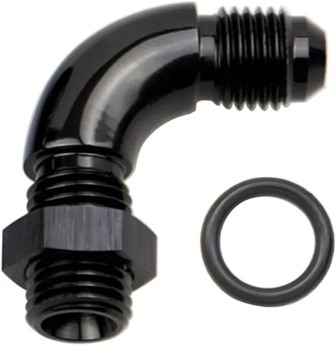 Miniatura 22 de 45 grados 4AN macho Flare a 4AN ORB puerto adaptador de flujo completo aluminio negro