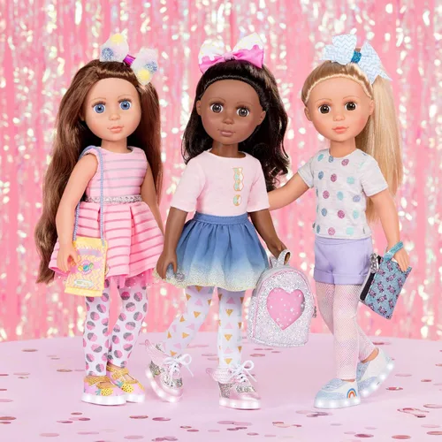 Miniatura 9 de Glitter Girls – Muñeca de moda de 14 pulgadas – Cabello castaño y ojos azules – Vestido rosa, zapatos brillantes y lazo para el cabello – Muñecas