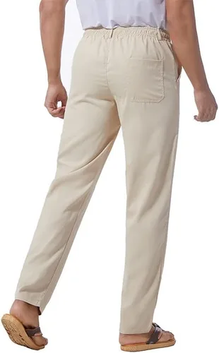 Miniatura 18 de Pantalones casuales de lino de algodón para hombre, pantalones sueltos de playa, pantalones largos de yoga ligeros
