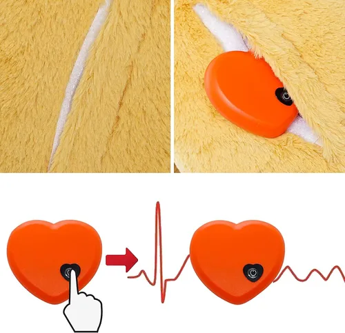 Miniatura 3 de HonourHope Juguete de latido del corazón para perros (amarillo perro, mediano) - Juguete calmante de felpa para mascotas con latidos cardíacos