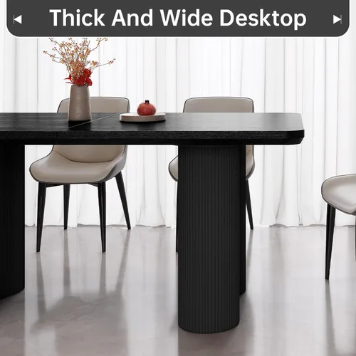 Miniatura 3 de Mesa de comedor rectangular de 62.99 pulgadas para 4-6 personas, mesa de cocina moderna con patas en forma de onda, mesas de comedor para cocina