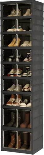 Miniatura 9 de Organizador de Zapatos Plegable Caja de Almacenamiento, Estante de Zapatos Plegable Portátil Extra Grande para Closet, Caja de Almacenamiento