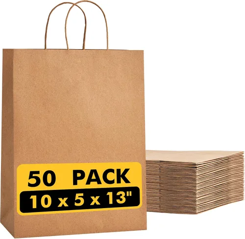 Miniatura 12 de RACETOP Bolsas de Papel Marrón Grandes con Asas al Por Mayor 100 Piezas 16x6x12 Pulgadas Bolsas de Regalo al Por Mayor, Bolsas de Papel Kraft Marrón