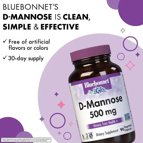 Miniatura 4 de BlueBonnet Nutrition D-Mannose 500 mg – Apoyo del tracto urinario de acción rápida para hombres y mujeres* – Sin OMG, vegano, kosher, sin gluten